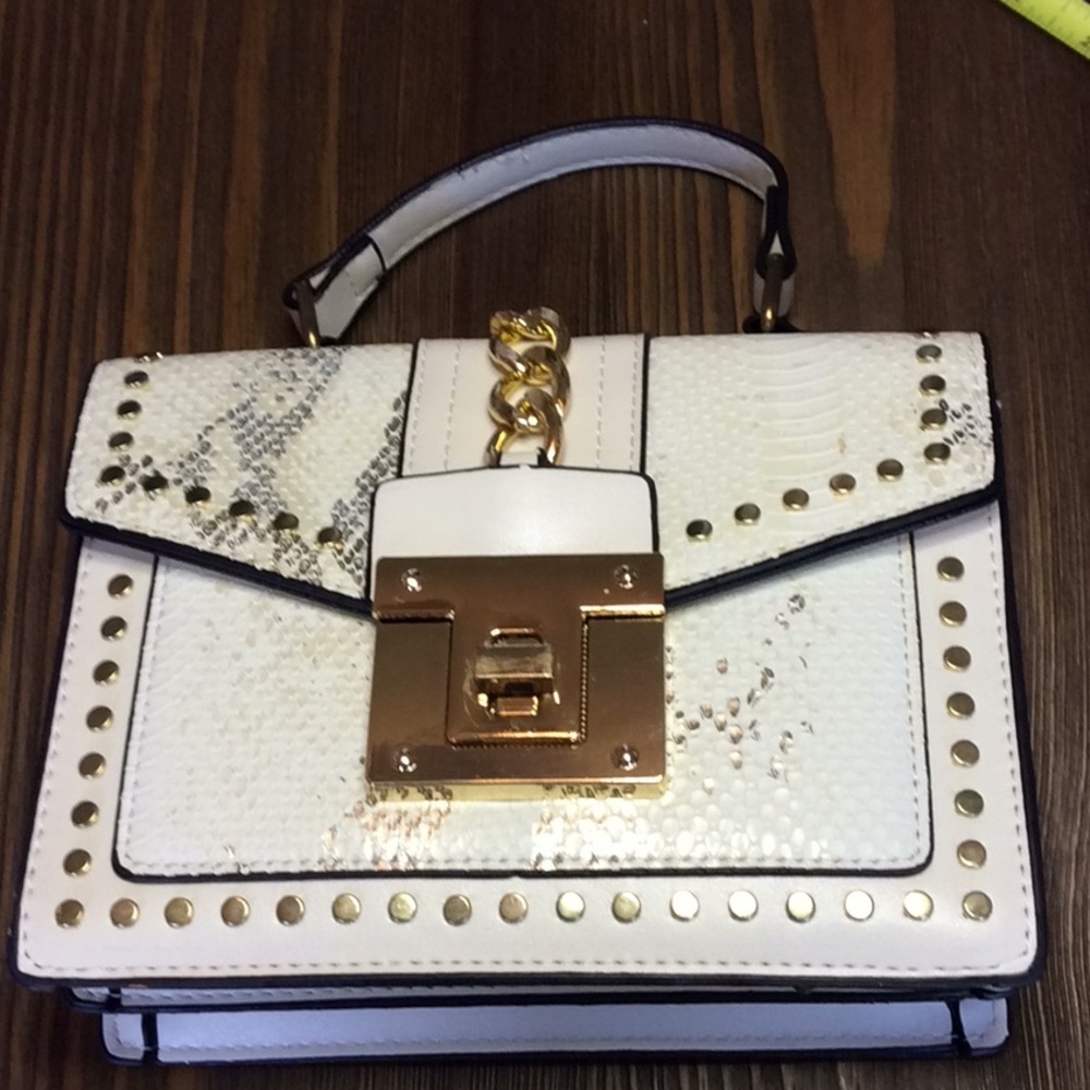 FINAL SALE PRICE NWOT Snakeskin Studded Satchel Handbag